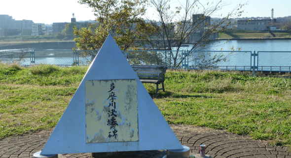 多摩川決壊の碑 画像引用元:http://tamagawa.circlemy.com/history-02.html